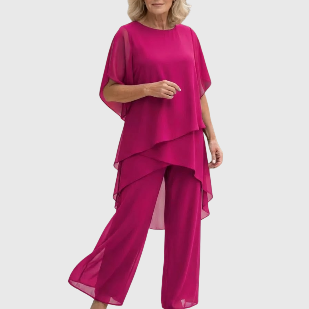 Comfortabele palazzo broek van de dames tweedelige set. Ideaal voor elegante casual zomeroutfits.