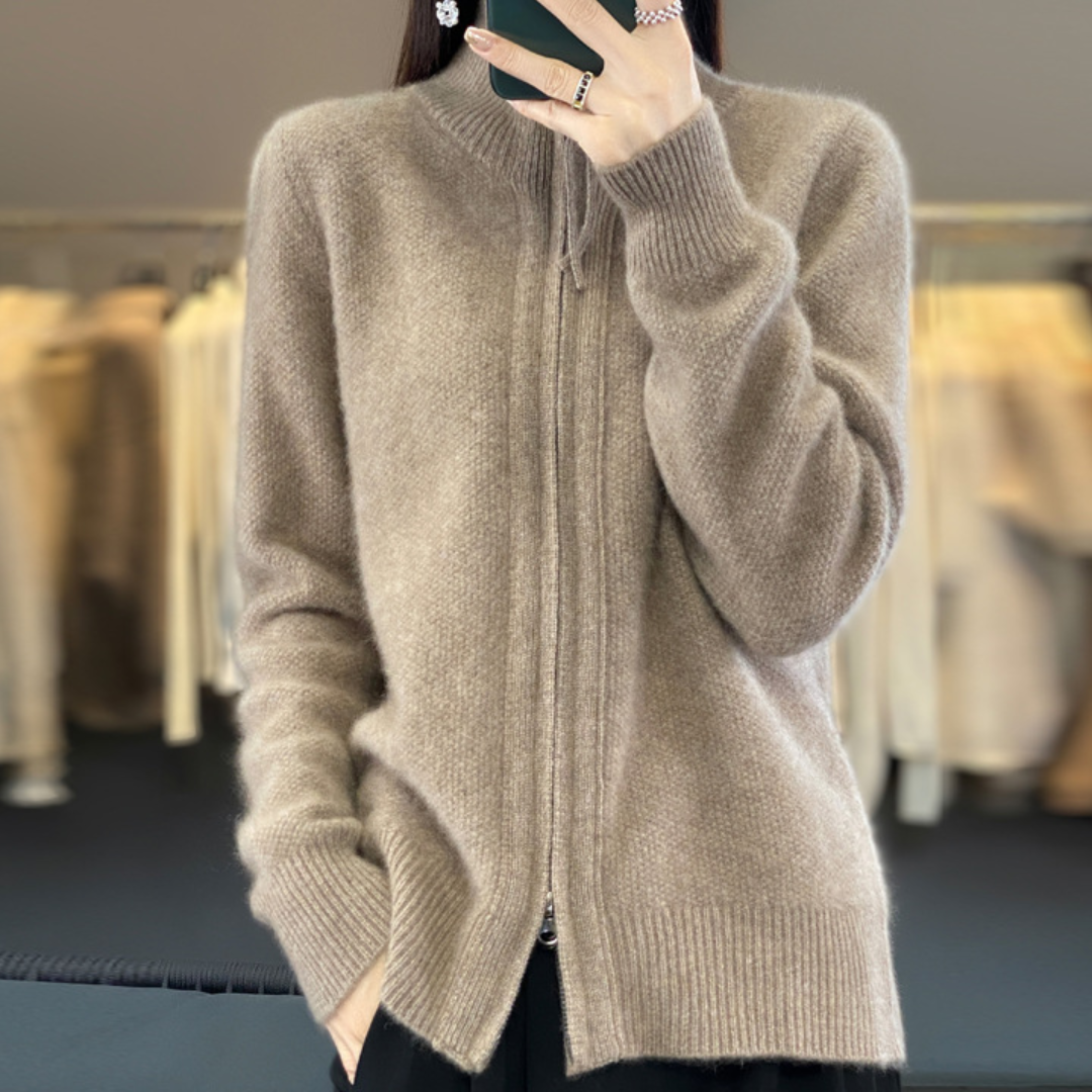Modieuze dames cardigan met rits, veelzijdig vest voor een casual of gelaagde look, warm en stijlvol.