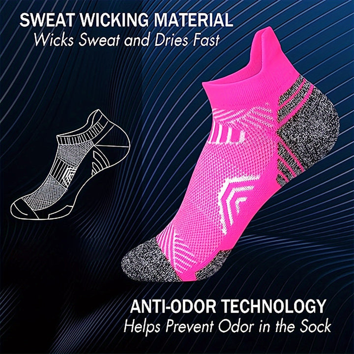 Veelkleurige dames compressie sokken, 5 paar voor sport, hardlopen & dagelijks comfort.