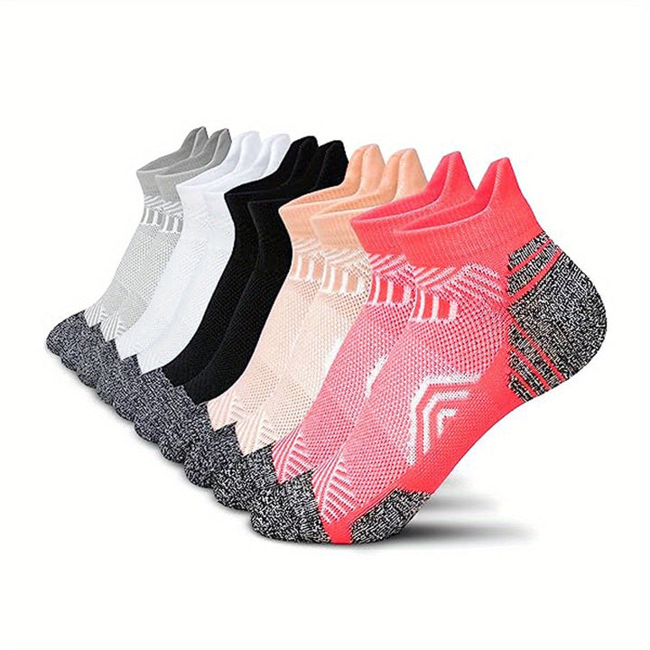 Georganiseerde set van 5 paar dames compressie sokken, veelkleurig & comfortabel voor elke dag.