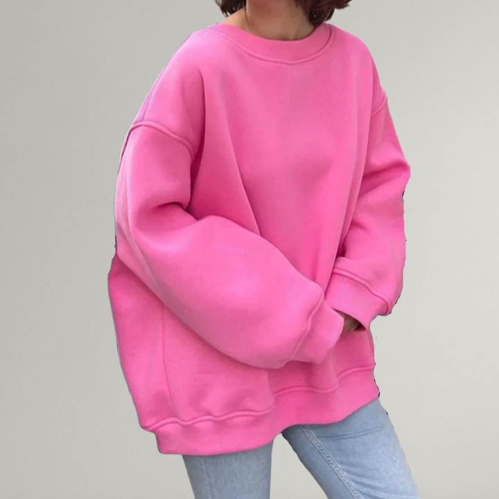 Dames oversized sweater, comfortabele casual mode voor herfst/winter. Trendy relaxte pasvorm met ronde hals en lange mouwen.