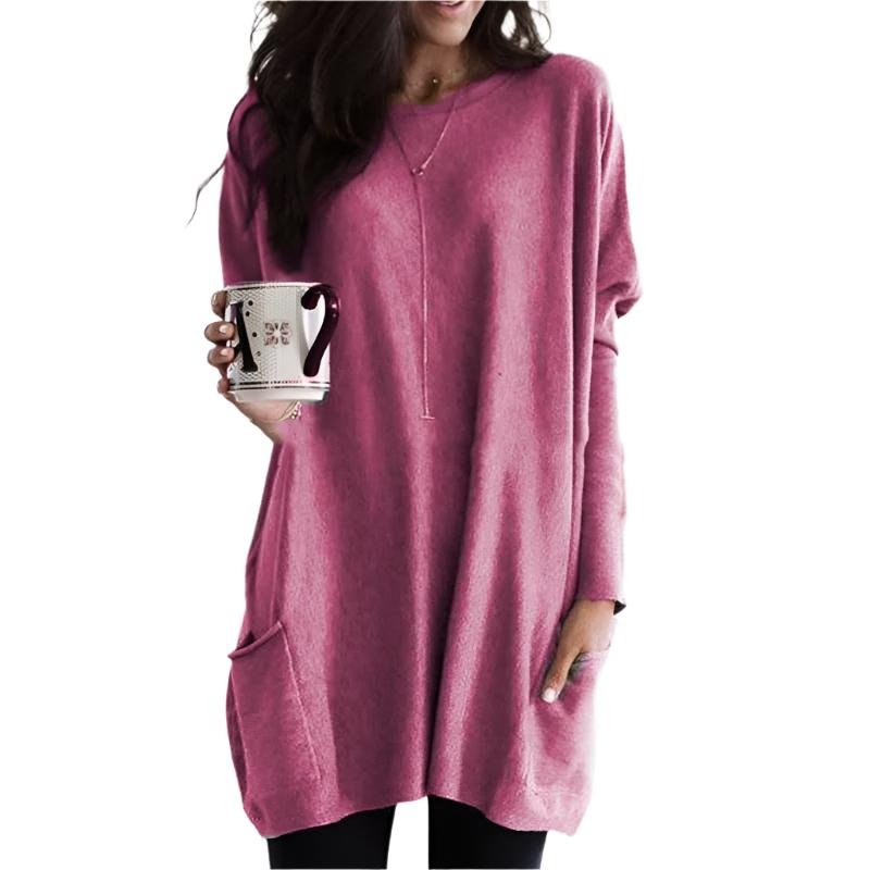 Comfortabele dames trui met lange mouwen, losse pasvorm en stijlvolle ribboorden. Ideaal voor casual dagen.