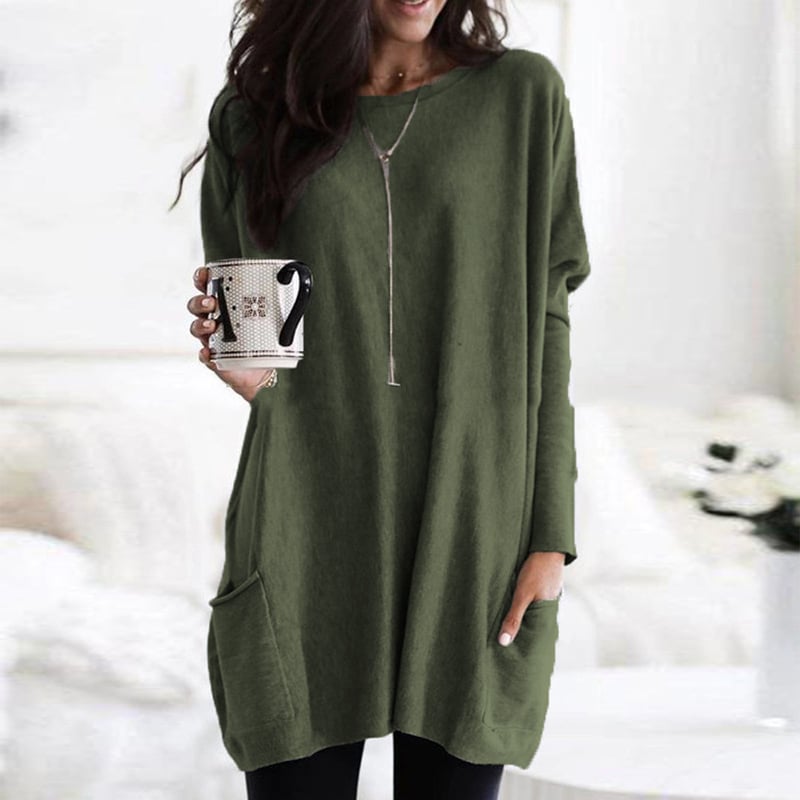 Comfortabele dames trui in diverse kleuren, met lange mouwen, losse pasvorm en mooie ribboorden.
