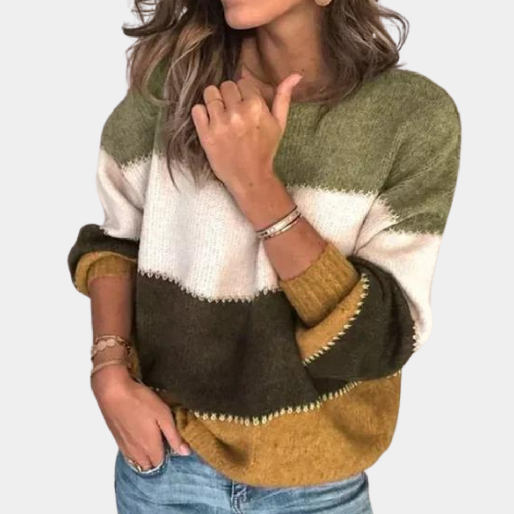 Comfortabele gestreepte damestrui voor de herfst, perfect voor casual dagelijkse kleding.