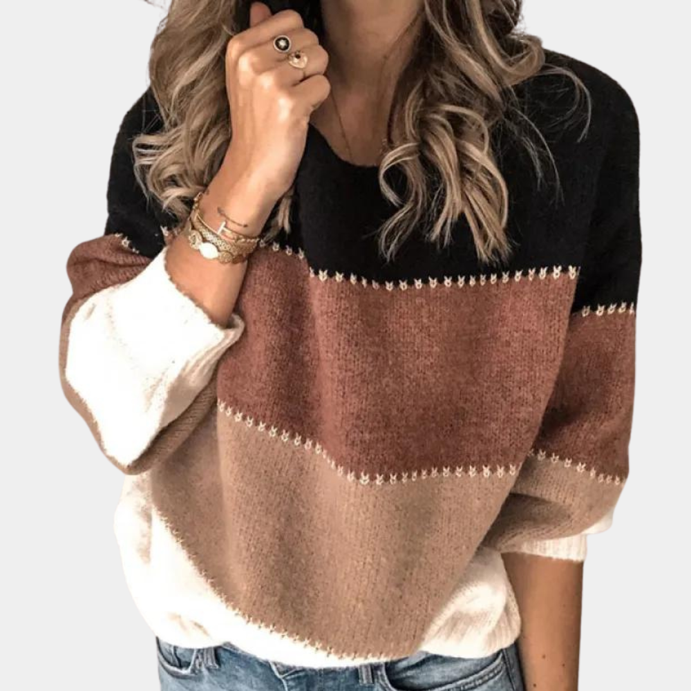 Stijlvolle gestreepte herfsttrui voor dames, veelzijdig en comfortabel voor modebewuste vrouwen.