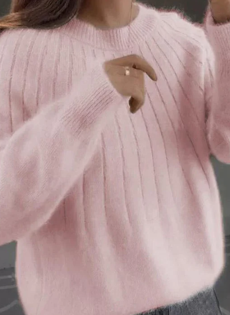 Comfortabele fluffy damestrui met ronde hals, perfect voor een casual en stijlvolle look.