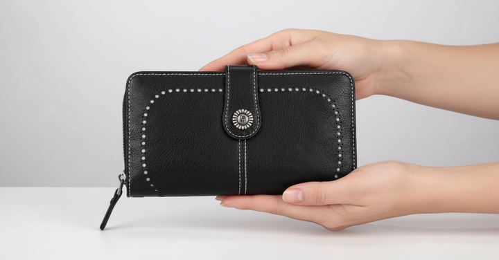 Dames portemonnee met RFID bescherming, polsband en georganiseerd interieur voor al je pasjes.