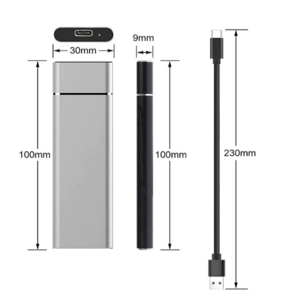Draagbare 8TB externe schijf met aluminium behuizing. Ideaal voor data backup onderweg, plug & play.