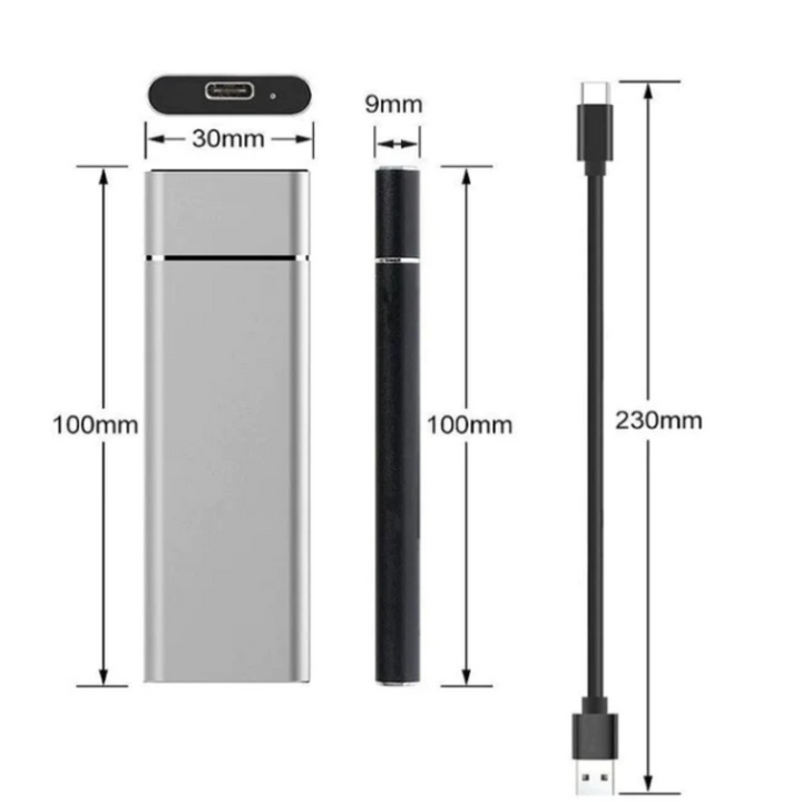 Draagbare 8TB externe schijf met aluminium behuizing. Ideaal voor data backup onderweg, plug & play.
