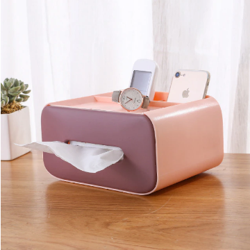 Modern design plastic/hout opbergdoos met tissuehouder, perfect voor interieur decoratie in elke kamer.