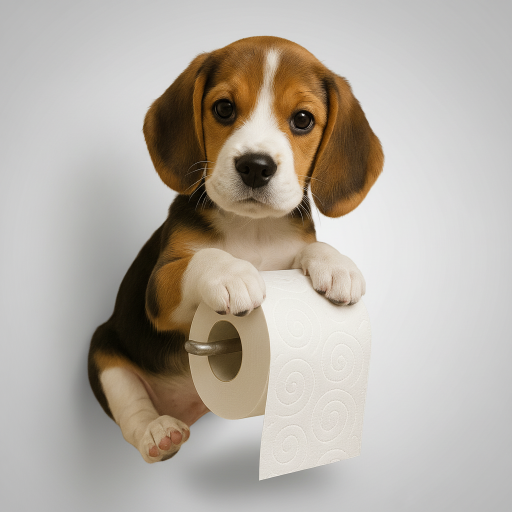 Praktische en decoratieve hond toiletrolhouder voor de badkamer. Vrolijk design en makkelijk te bevestigen.