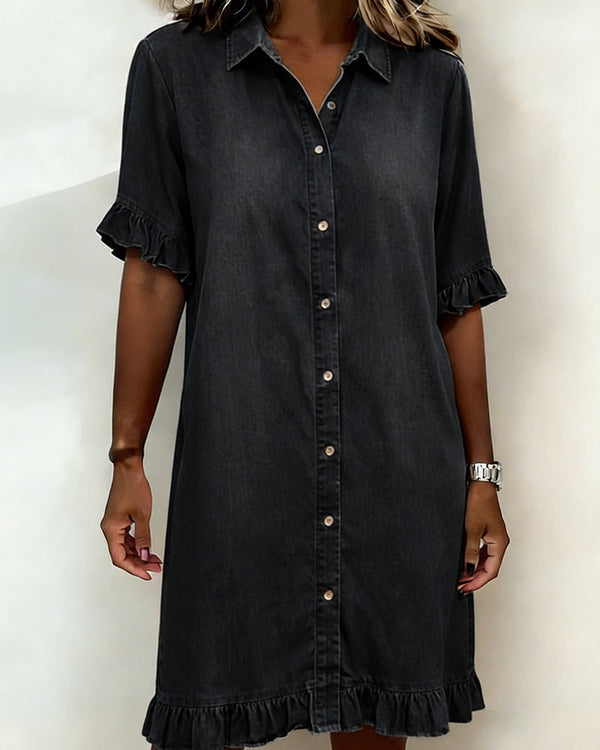Casual dames jurk met knopen, korte mouwen en comfortabele pasvorm, ideaal voor dagelijks gebruik in de lente/zomer.