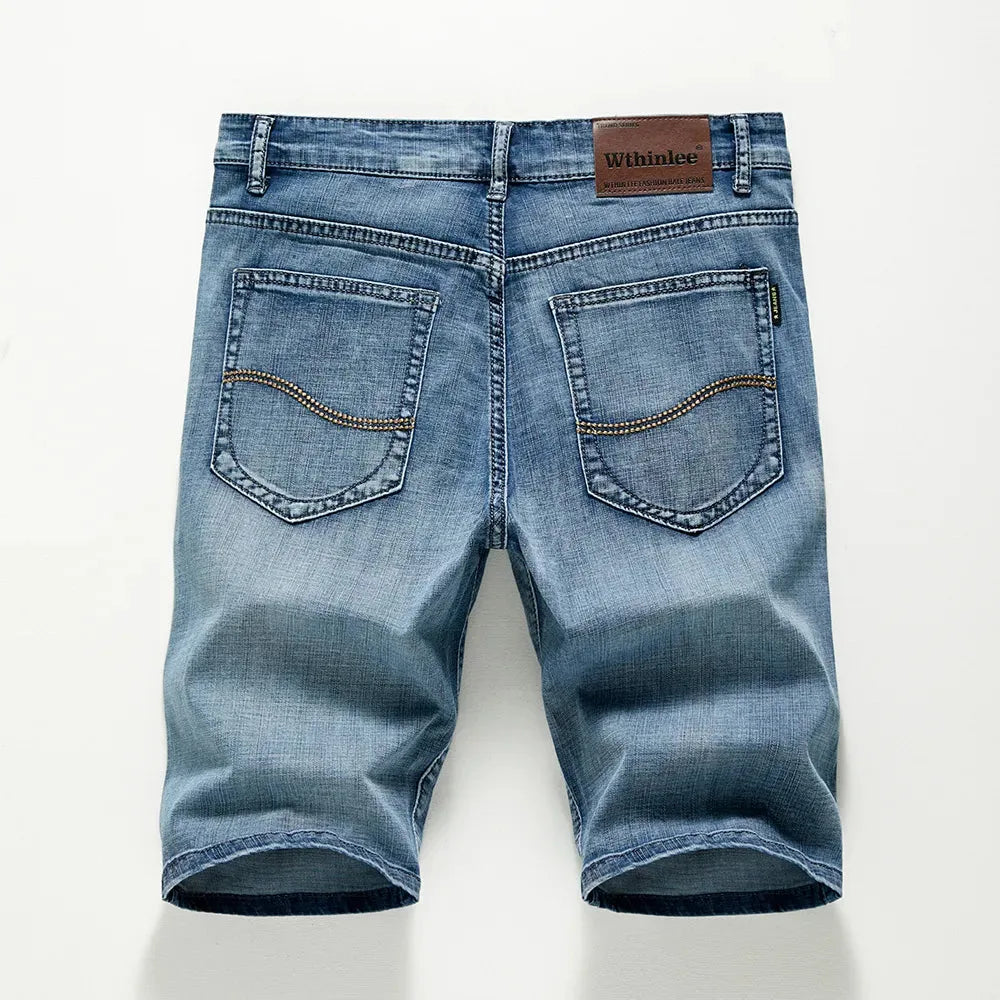 Zwarte heren denim shorts, korte broek met rits en knoopsluiting, regular fit voor herenmode.