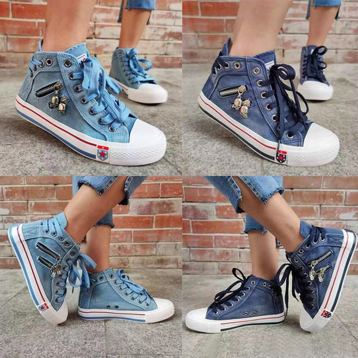 Ademende casual dames sneakers in blauw, perfect voor een actieve, comfortabele dag.