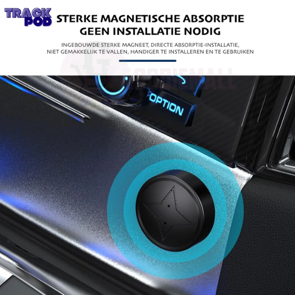 Compacte magnetische GPS tracker, zwart. Ideaal voor auto, voertuig tracking en anti-diefstal beveiliging.