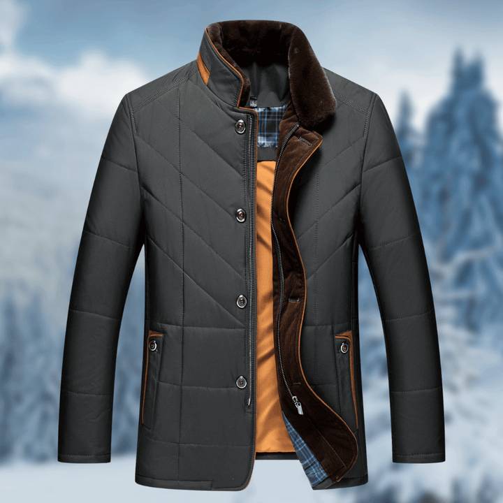 Nieuwe collectie: comfortabele, warme heren luxe winterjas. Verfijnde stijl voor de moderne man.