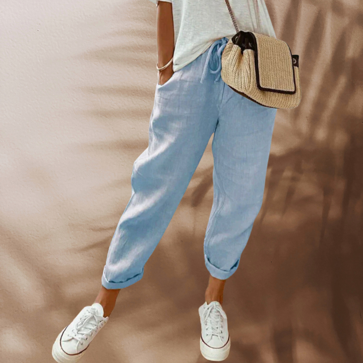Luchtige en comfortabele dames zomerbroek, perfect voor een casual maar stijlvolle outfit. Ademend en trendy.