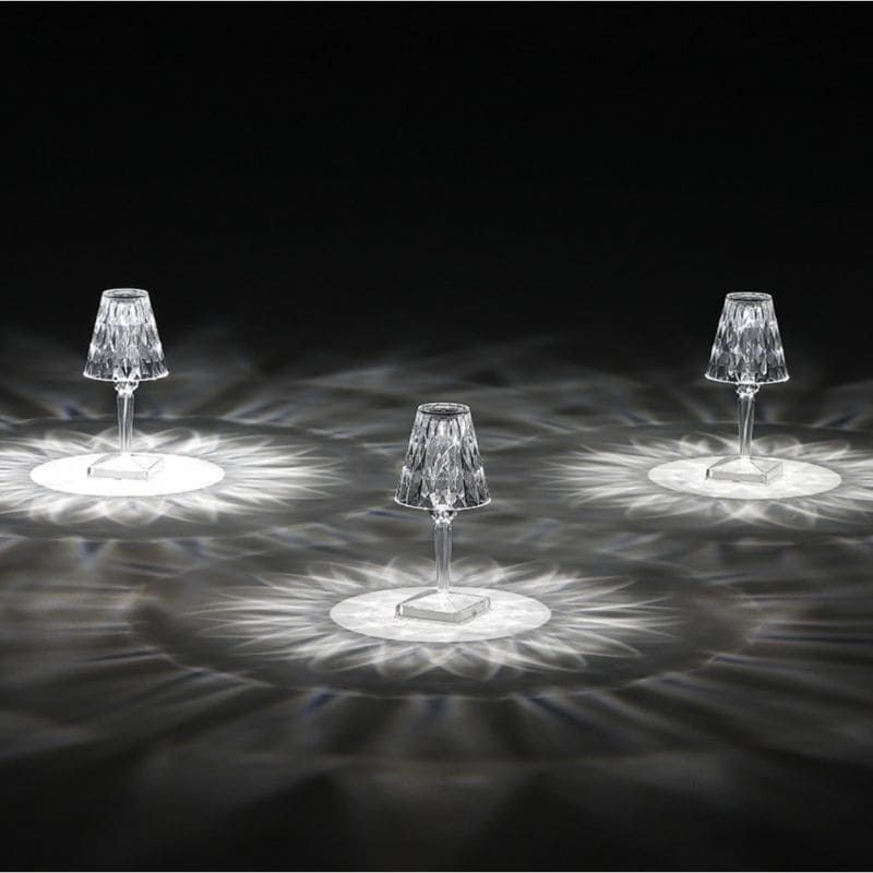 Draadloze oplaadbare acryl kristallen tafellamp, dimbaar LED sfeerlicht voor elke kamer. Modern design.