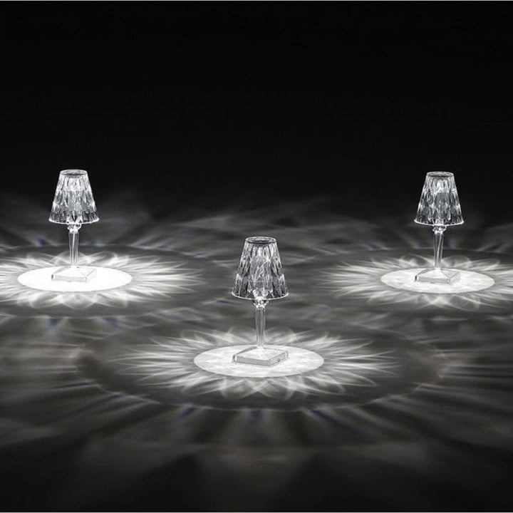 Draadloze oplaadbare acryl kristallen tafellamp, dimbaar LED sfeerlicht voor elke kamer. Modern design.