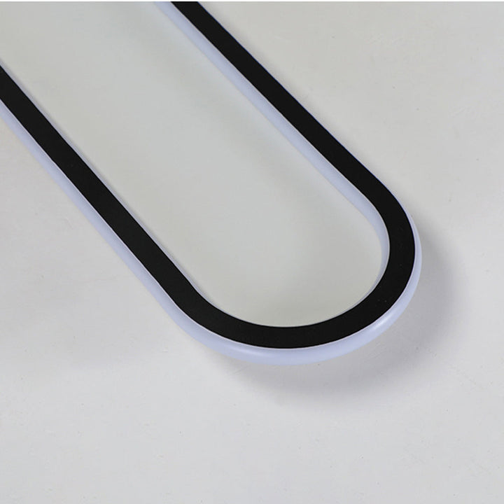 Sfeervolle elliptische LED plafondlamp, dimbaar in zwart/roségoud voor stijlvolle binnenverlichting. (95)