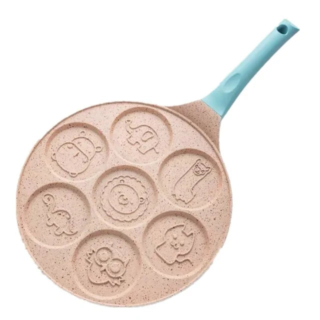 Duurzame aluminium kinder pannenkoekenpan met antiaanbak en vrolijke dieren. Voor fun in de keuken!