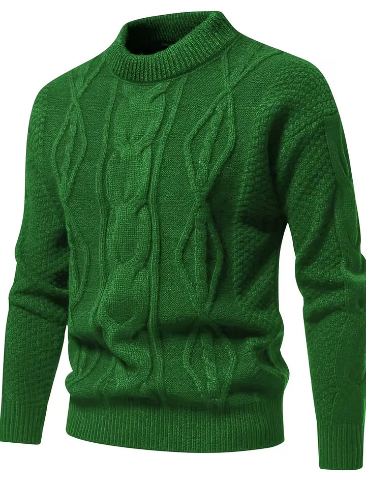 Heren mode trui, gebreid jacquard, ronde hals, comfortabel en warm voor de koude maanden.