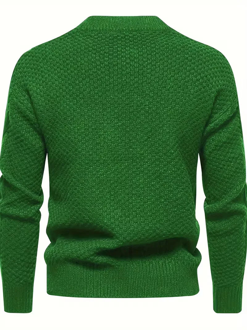 Casual heren trui, gebreid met jacquard patroon, ronde hals, warme en modieuze herfst/winter.