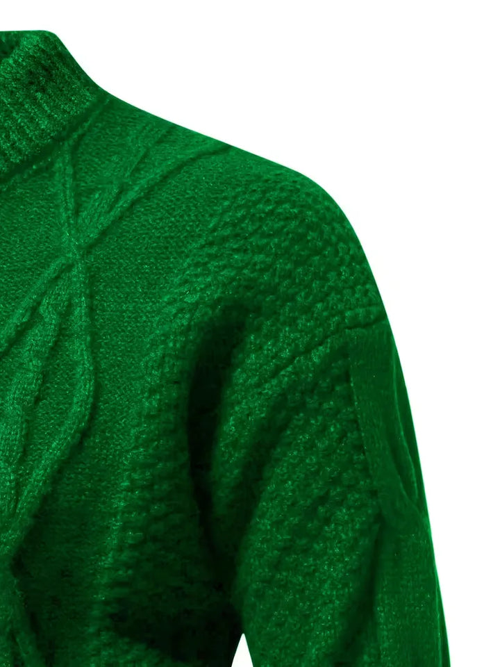Comfortabele heren trui met gebreid jacquard patroon, crew-neck, lange mouw, winter essentieel.