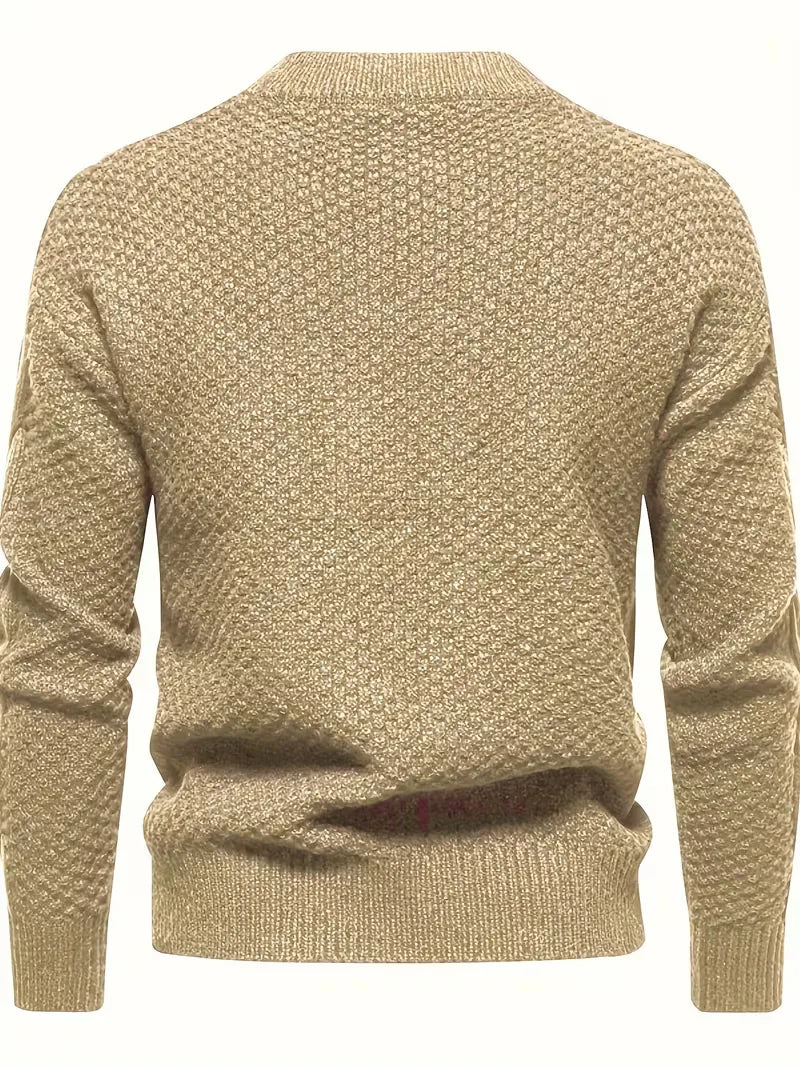 Winterse heren trui, gebreid jacquard design, crew-neck, lange mouw, perfect voor dagelijks gebruik.