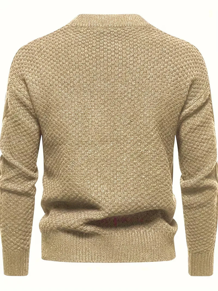 Winterse heren trui, gebreid jacquard design, crew-neck, lange mouw, perfect voor dagelijks gebruik.