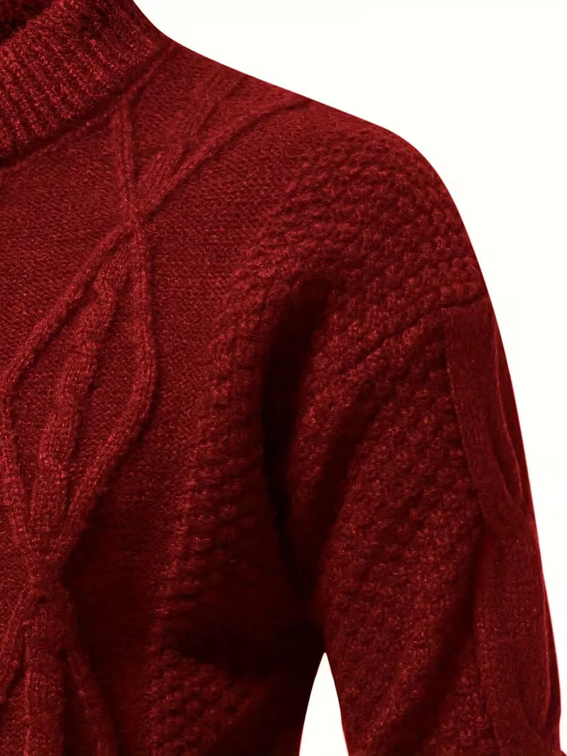 Elegant jacquard gebreide heren trui, crew-neck, lange mouw, perfect voor winterse outfits.