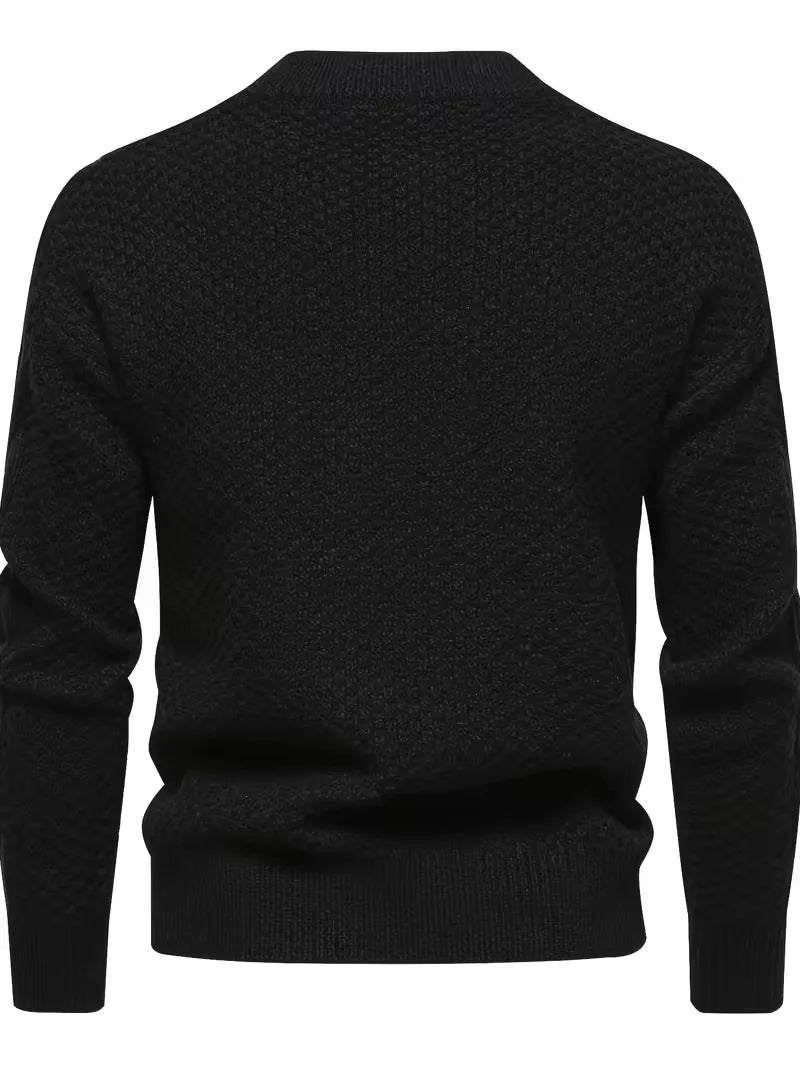 Casual heren trui, warme gebreide crew-neck met stijlvol jacquard design, lange mouw.