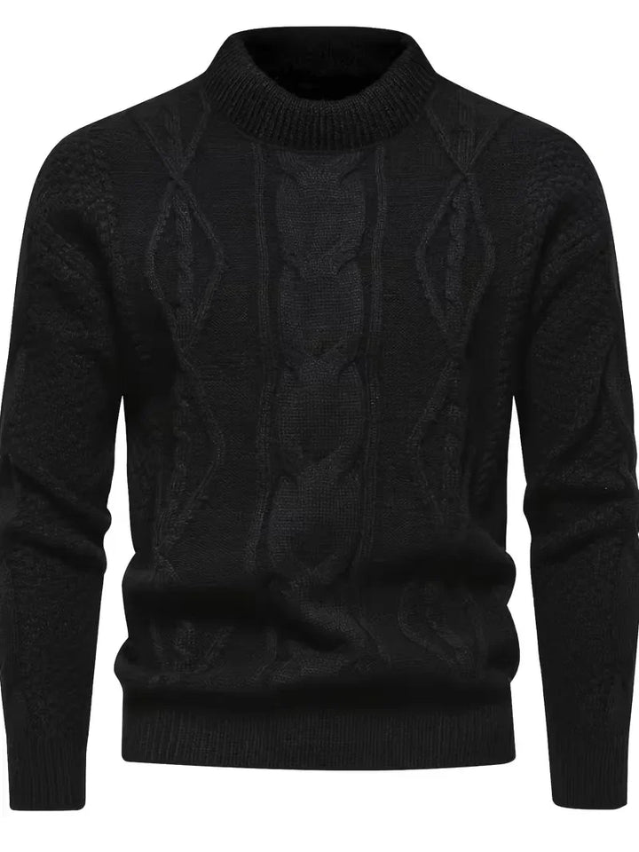 Comfortabele heren wintertrui, gebreid jacquard patroon, ronde hals, perfect voor koude dagen.