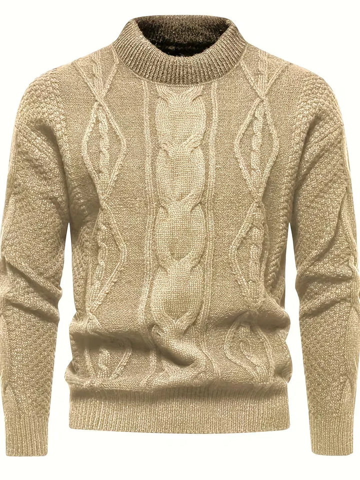 Stijlvolle heren jacquard trui, gebreid, ronde hals, warm en casual voor koude seizoenen.
