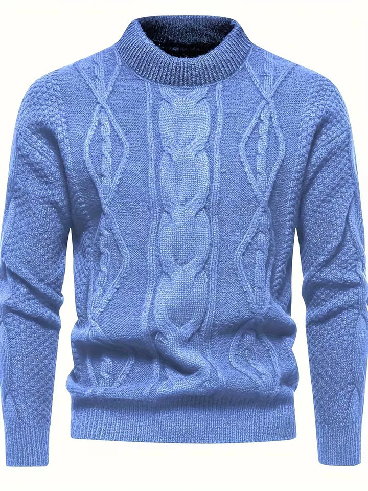 Stijlvolle heren gebreide jacquard trui, ronde hals, warm en modieus voor koude dagen.