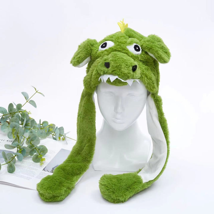 Kattenmuts met bewegende oren, unisex, pluizig en warm, voor feestjes of thuis.