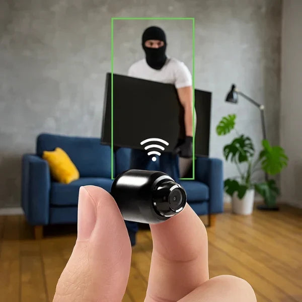 Compacte SpyGuard buiten camera voor discrete bewaking, waterbestendig en draadloos.