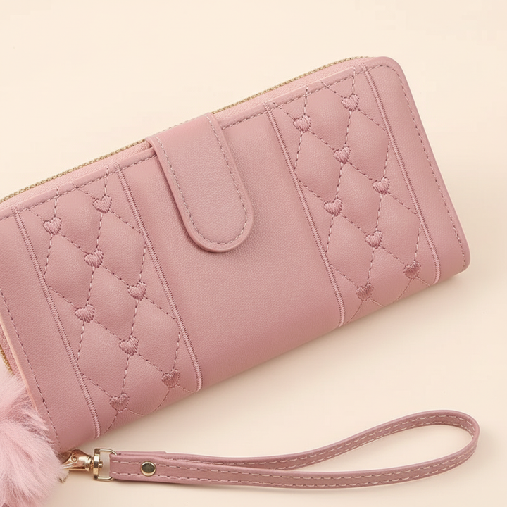 Elegant PU-leren accessoire: lange dames portemonnee met een charmant hart, perfect als cadeau.
