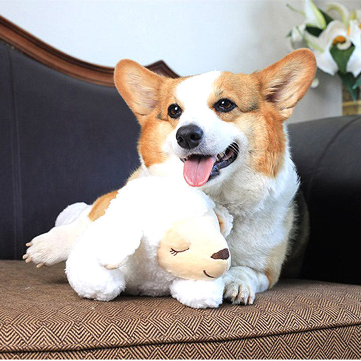 Schattige puppy knuffel met ingebouwde hartslag, perfect voor het geruststellen van jonge huisdieren.