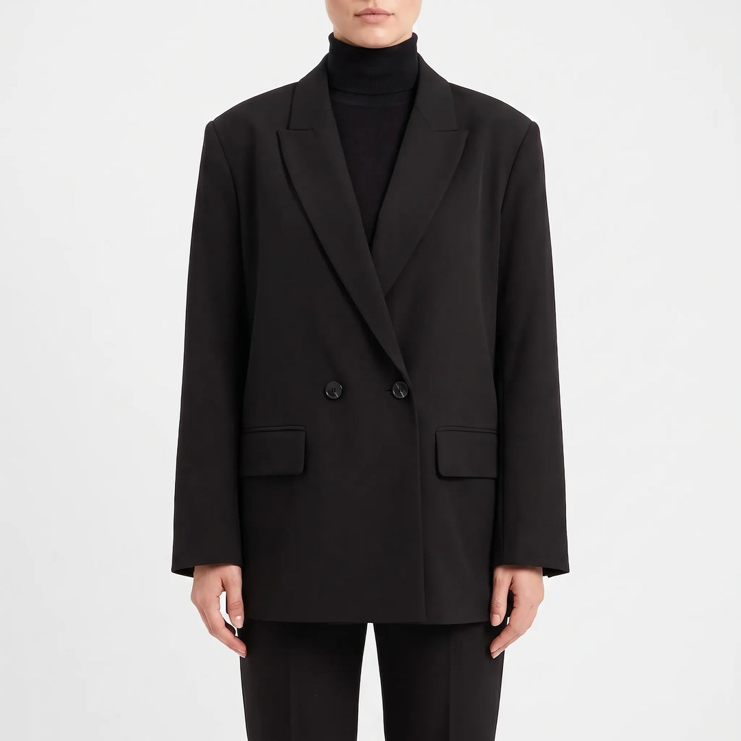 Chique double-breasted dames blazer met klassieke knopen en reverskraag. Een tijdloos jasje voor elke gelegenheid.