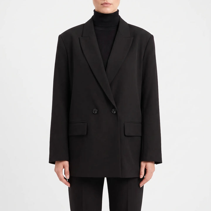 Chique double-breasted dames blazer met klassieke knopen en reverskraag. Een tijdloos jasje voor elke gelegenheid.