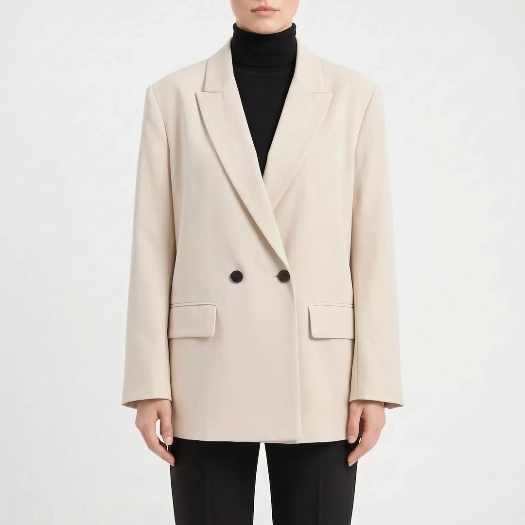 Dames double-breasted blazer, perfect als buitenkleding of stijlvol jasje voor zakelijke kleding.