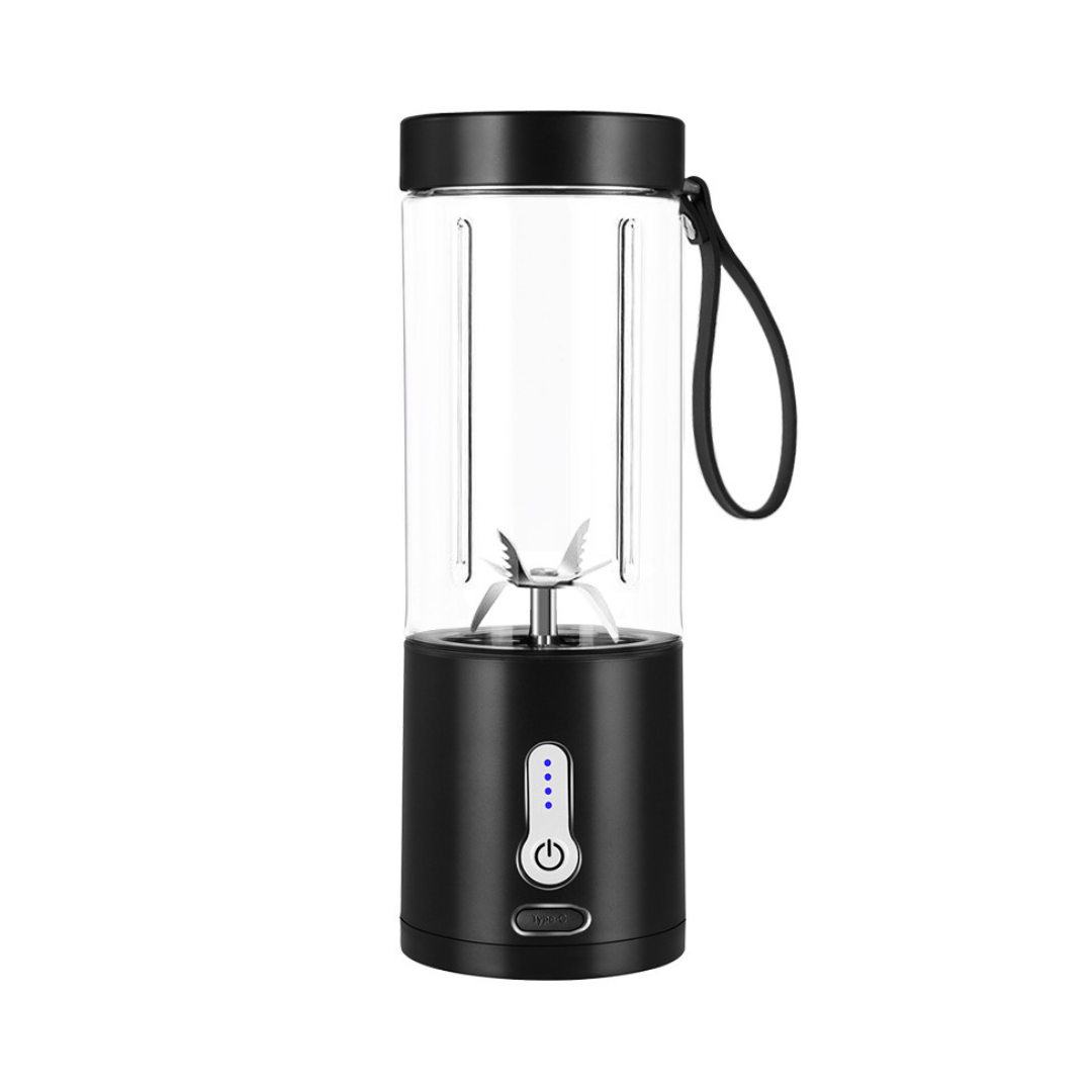 Draagbare smoothiemaker met 6 krachtige messen, USB oplaadbaar. Maak verse shakes onderweg voor gezondheid.