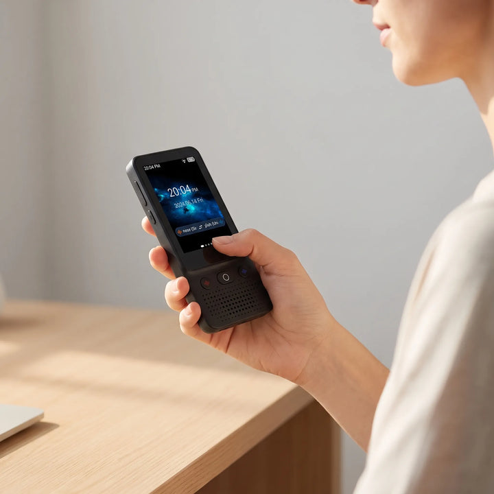 Draagbare slimme stemvertaler voor naadloze communicatie, met helder touchscreen en knoppen, perfect voor reizen.