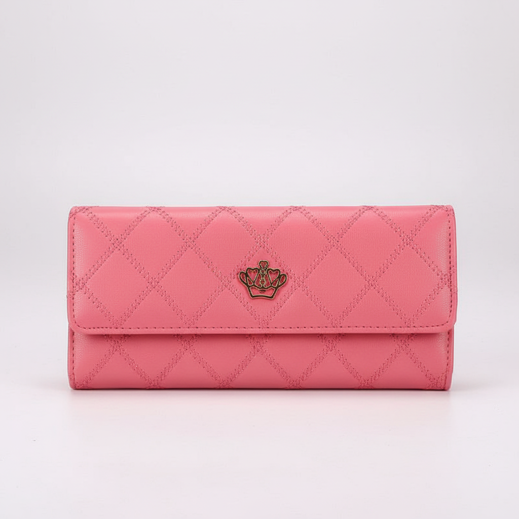 Dames tri-fold portemonnee, kunstleer, slimme indeling met pasjeshouder, elegant en praktisch voor dagelijks gebruik.