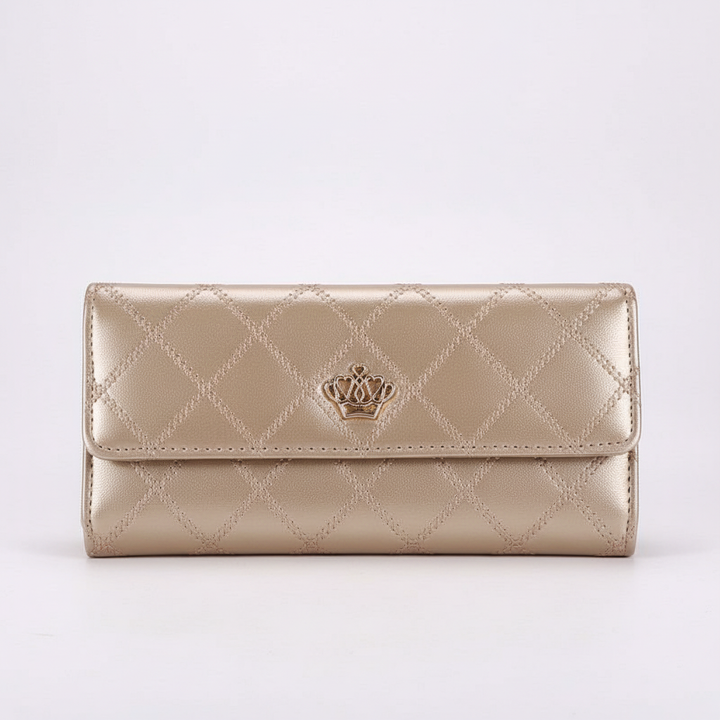 Opvouwbare kunstleer portemonnee voor dames, elegant design en praktische opbergmogelijkheden voor essentials.