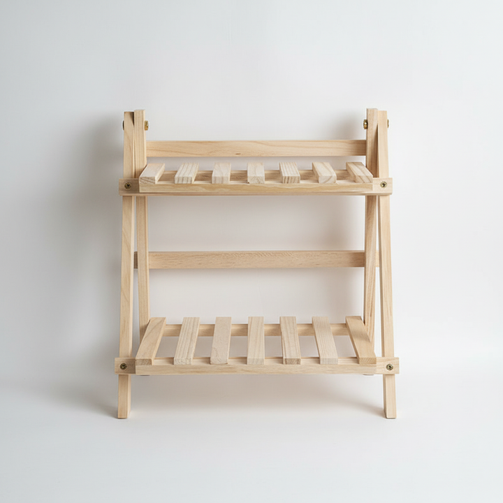Witte houten bureau organizer met meerdere vakken, geschikt voor cosmetica, boeken en kantoorbenodigdheden.