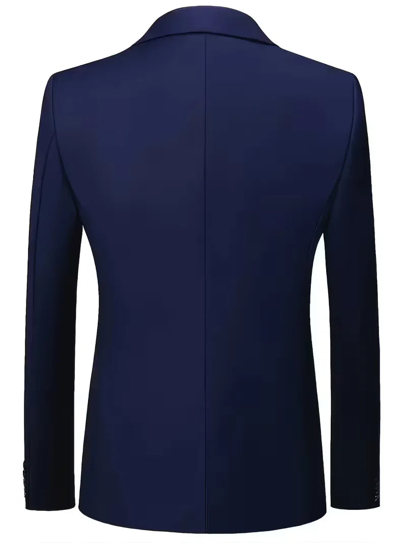 Ideaal voor gala's: een driedelig slim fit herenpak met een distinctieve glanzende finish.