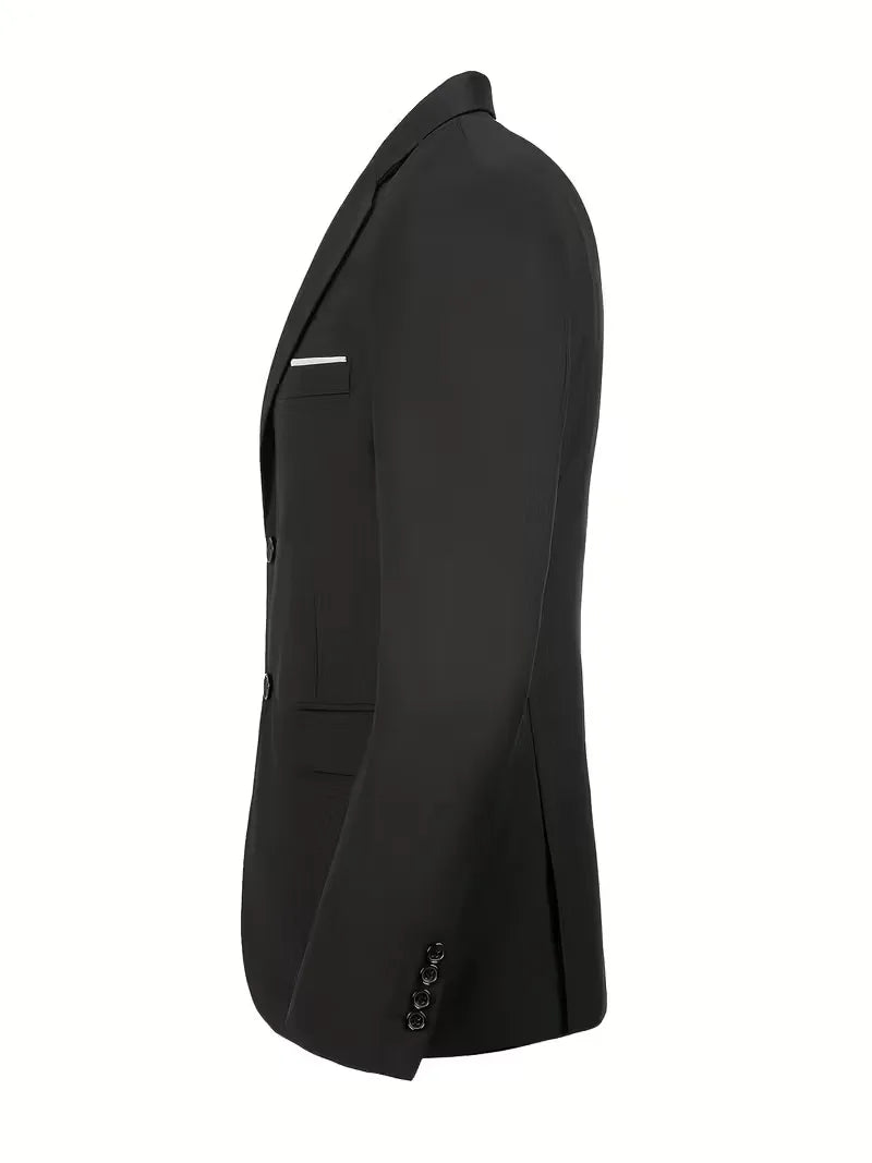Elegantie ontmoet moderniteit in dit driedelige slim fit herenpak met zijn unieke glanzende look.