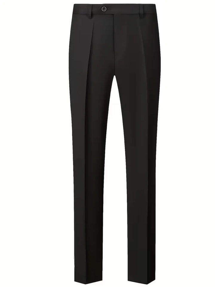 Dit driedelige herenpak met glanzende finish en slim fit pasvorm is perfect voor de moderne bruidegom.